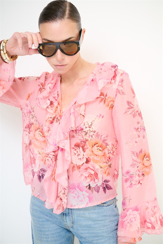 BLUSA CON VOLANT A FANTASIA