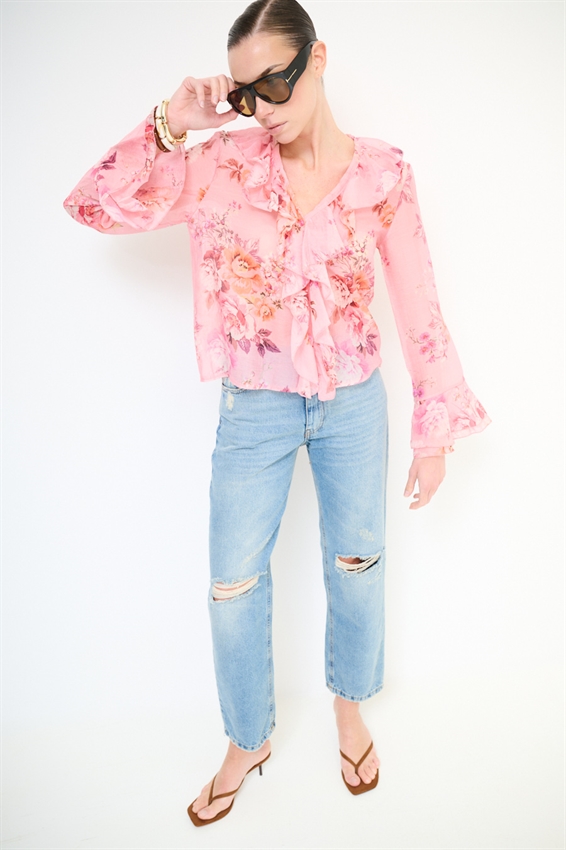 BLUSA CON VOLANT A FANTASIA