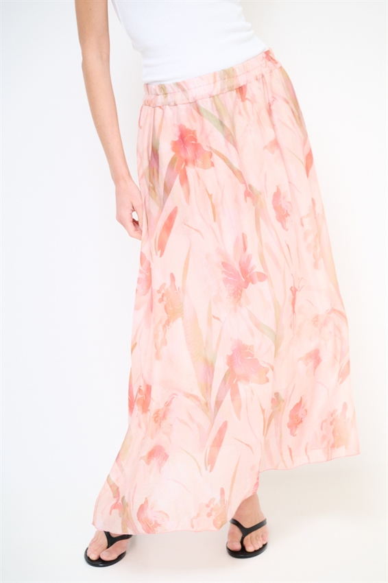 GONNA LUNGA SVASATA A FANTASIA ROSSO CORALLO