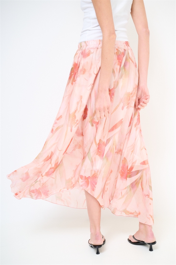 GONNA LUNGA SVASATA A FANTASIA ROSSO CORALLO