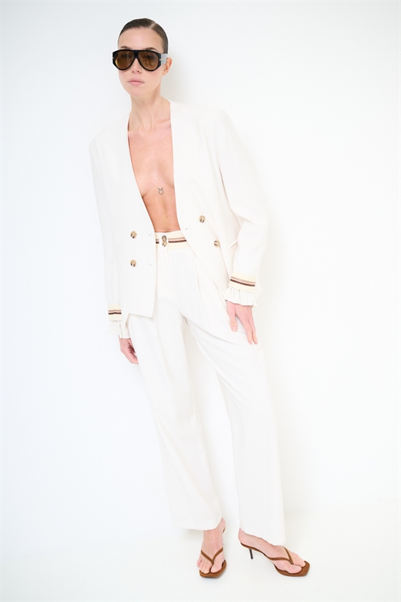 PANTALONE CON PASSAMANERIA IN VITA BURRO