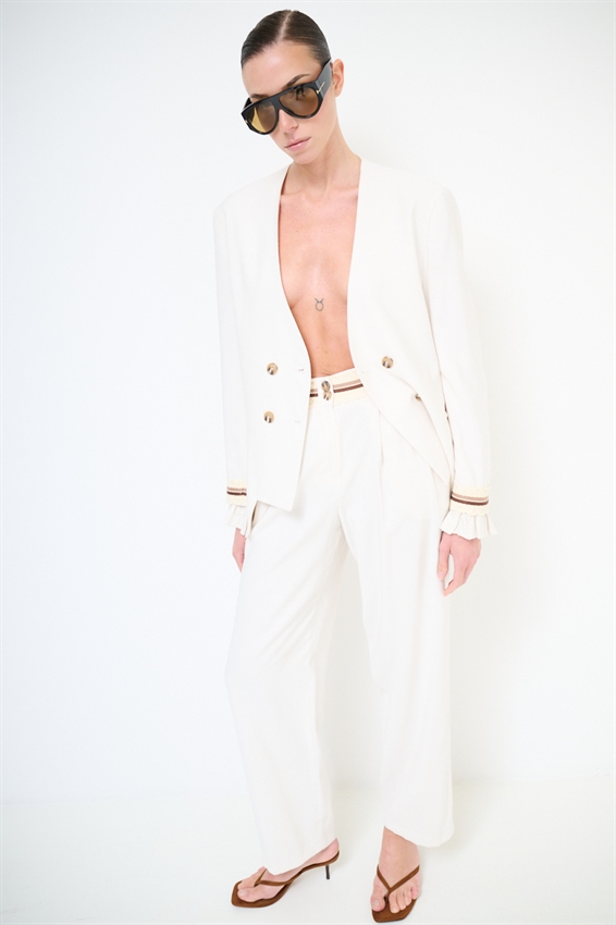 PANTALONE CON PASSAMANERIA IN VITA BURRO