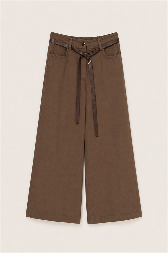 PANTA PALAZZO CON CINTURA MORO