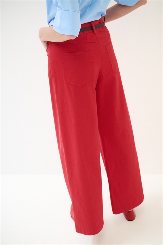 PANTA PALAZZO CON CINTURA PEPERONE