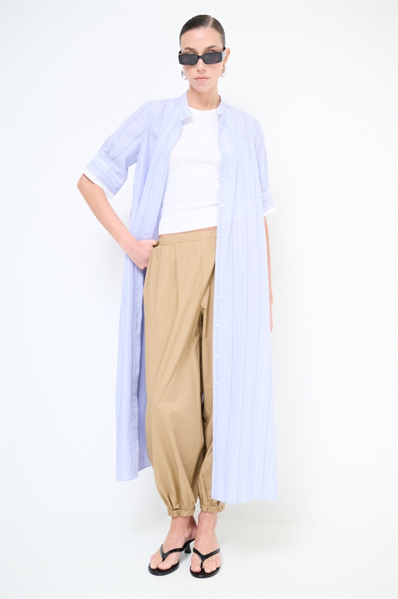 PANTALONE IN TELA PARACADUTE CON ELASTICO CAMMELLO