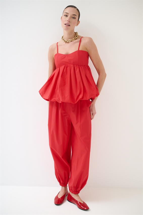 PANTALONE IN TELA PARACADUTE CON ELASTICO ROSSO