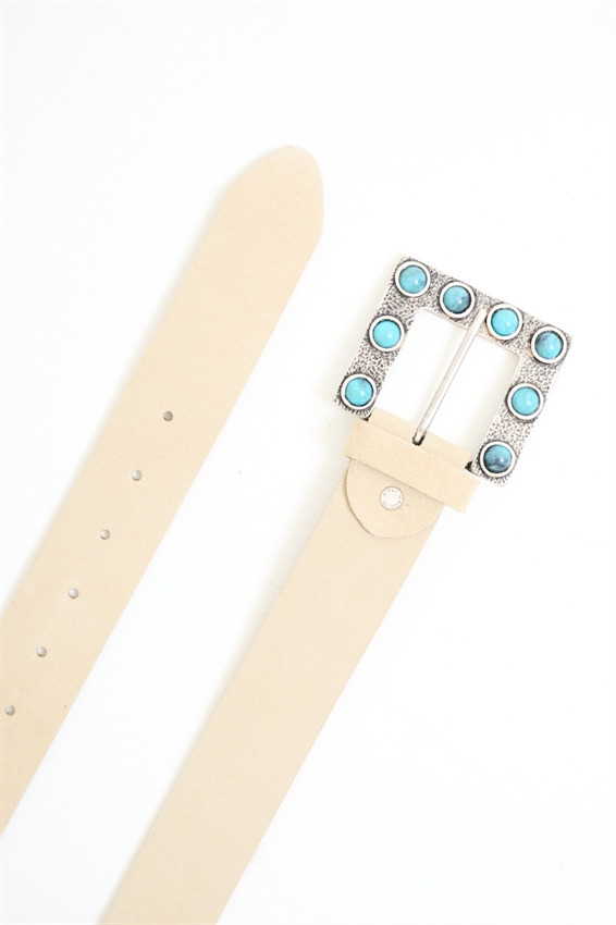 CINTURA SUEDE CON FIBBIA TONDI SMERALDO BEIGE