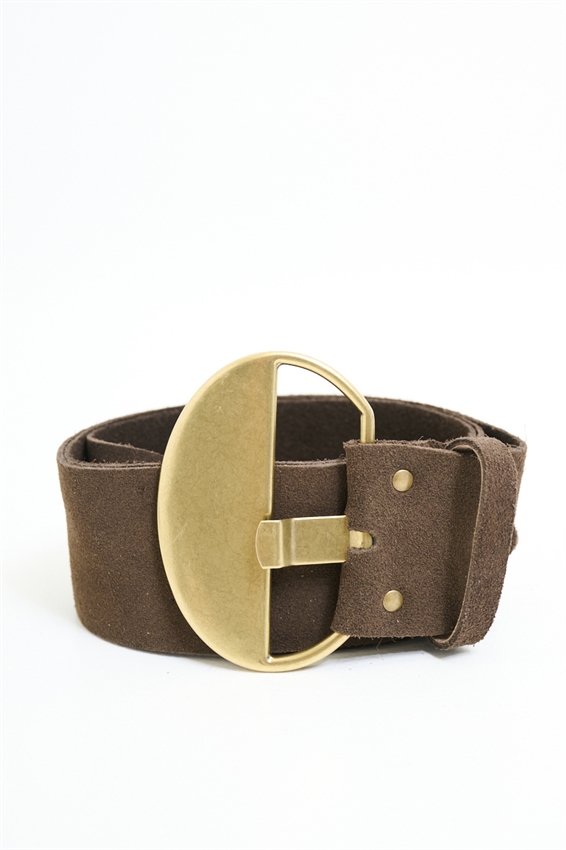 CINTURA SUEDE CON FIBBIA OVALE ORO