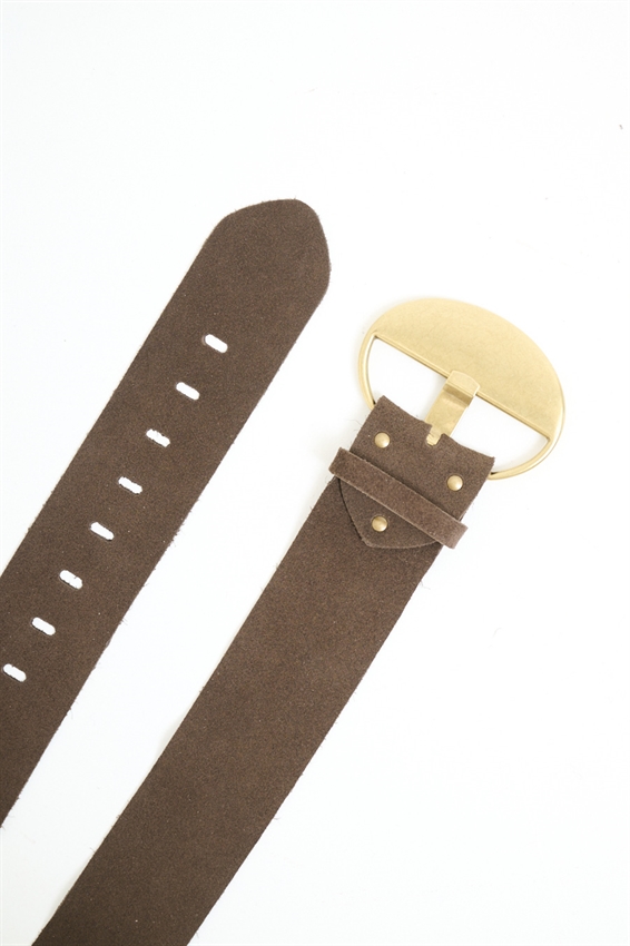 CINTURA SUEDE CON FIBBIA OVALE ORO
