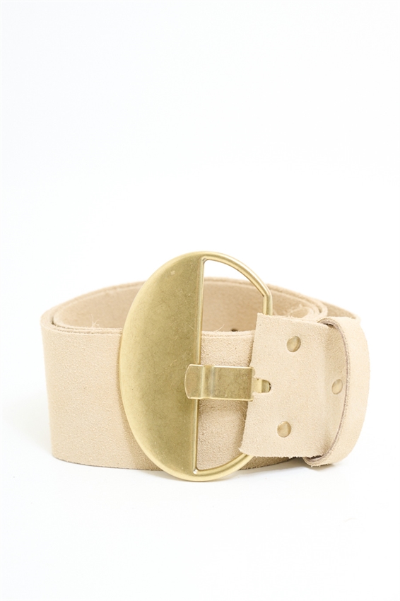 CINTURA SUEDE CON FIBBIA OVALE ORO