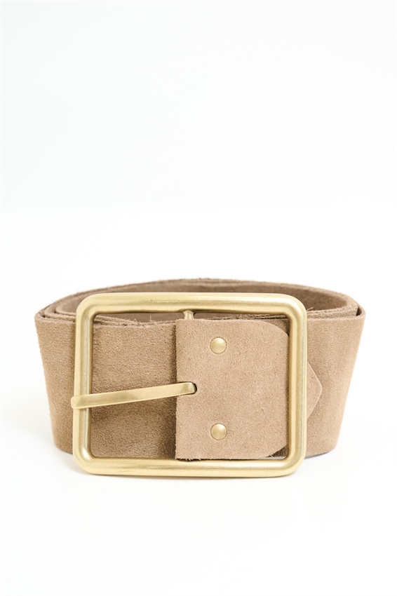 CINTURA SUEDE CON FIBBIA RETTANGOLARE ORO