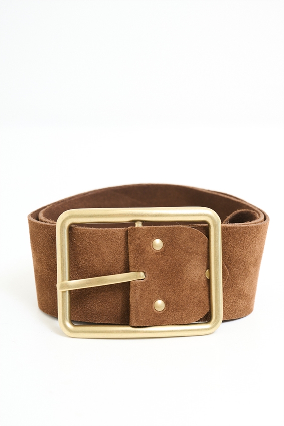 CINTURA SUEDE CON FIBBIA RETTANGOLARE ORO