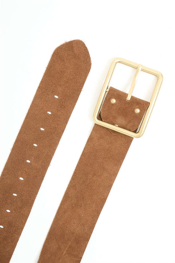 CINTURA SUEDE CON FIBBIA RETTANGOLARE ORO
