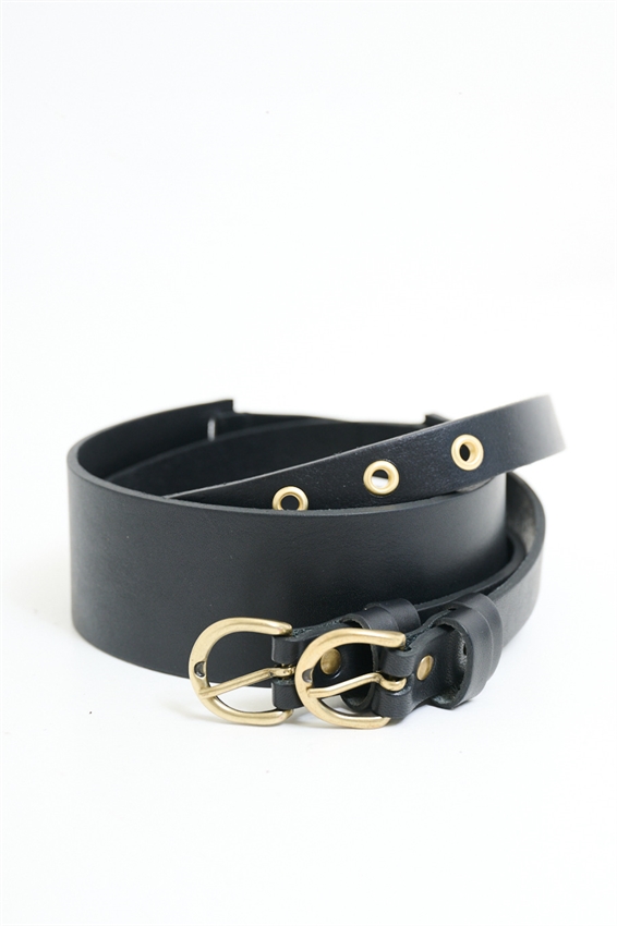 CINTURA IN PELLE CON DOPPIO CINTURINO