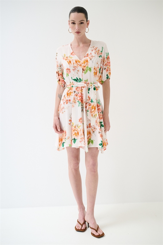 ABITO CORTO CON STAMPA + PIZZO