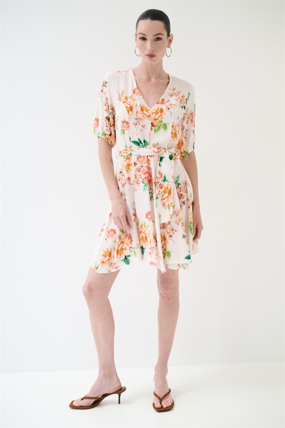 ABITO CORTO CON STAMPA + PIZZO