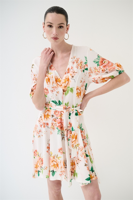 ABITO CORTO CON STAMPA + PIZZO