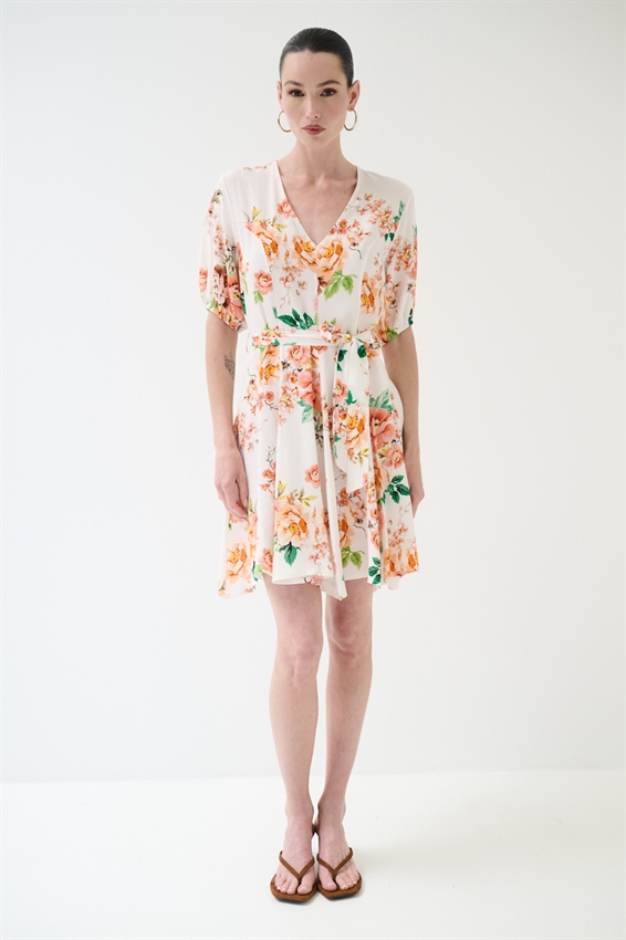 ABITO CORTO CON STAMPA + PIZZO