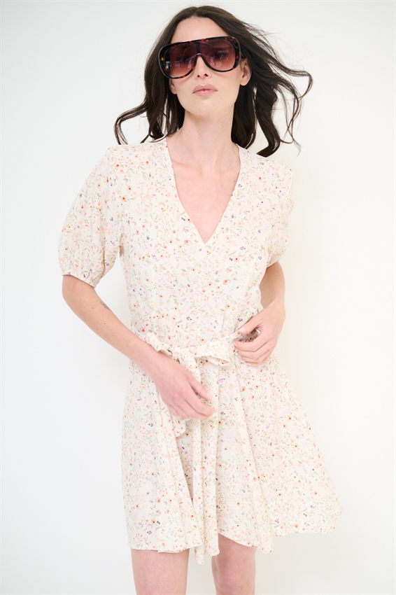 ABITO CORTO CON STAMPA + PIZZO