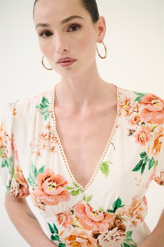 ABITO LUNGO CON STAMPA + PIZZO