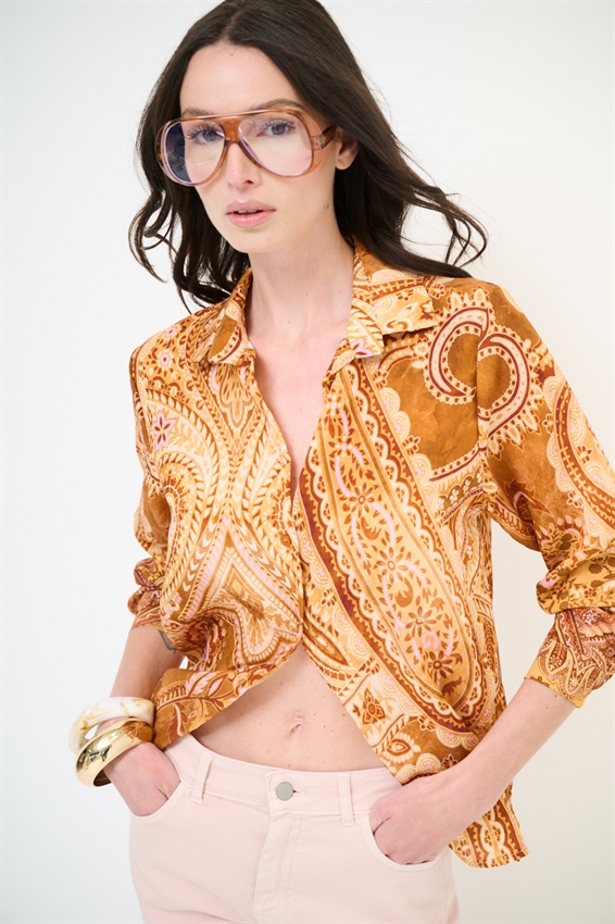 CAMICIA CROP LYOCELL A FANTASIA