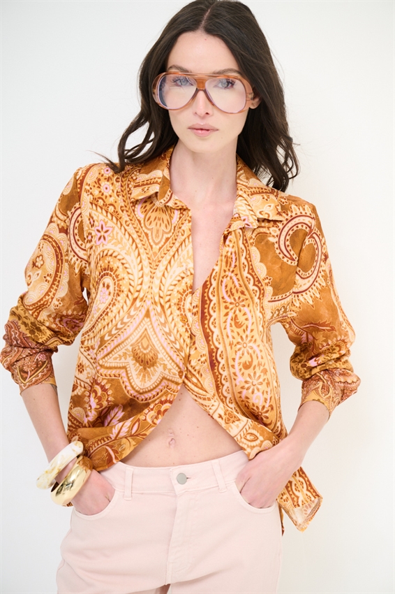 CAMICIA CROP LYOCELL A FANTASIA