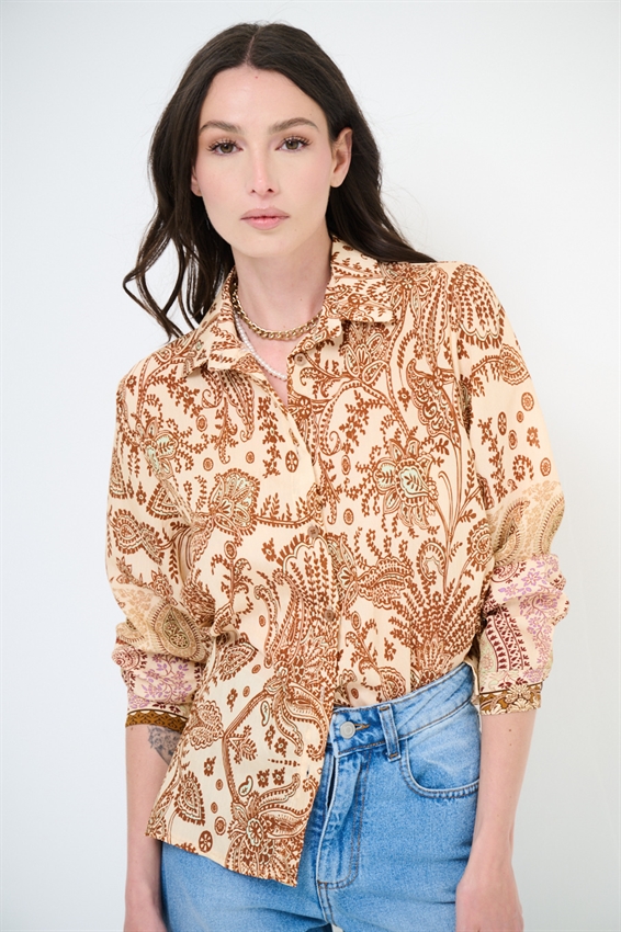 CAMICIA CROP LYOCELL A FANTASIA