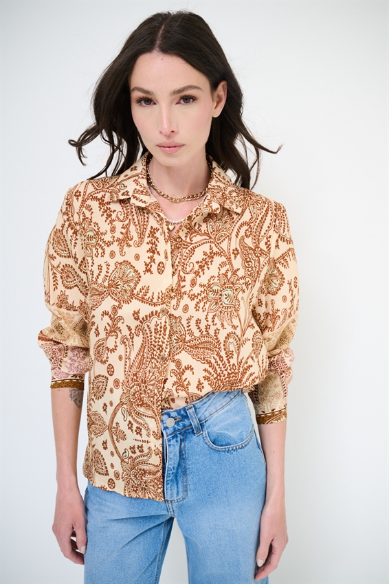 CAMICIA CROP LYOCELL A FANTASIA