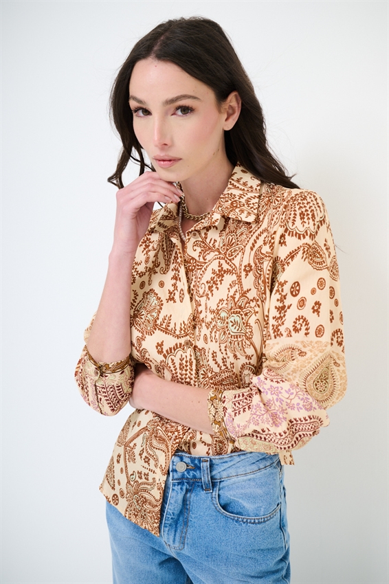 CAMICIA CROP LYOCELL A FANTASIA