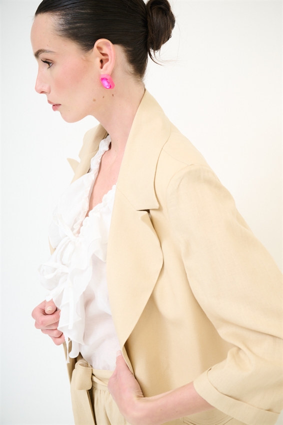 GIACCA IN MISTO LINO CON MANICA A 3/4