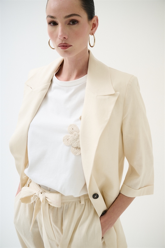 GIACCA IN MISTO LINO CON MANICA A 3/4