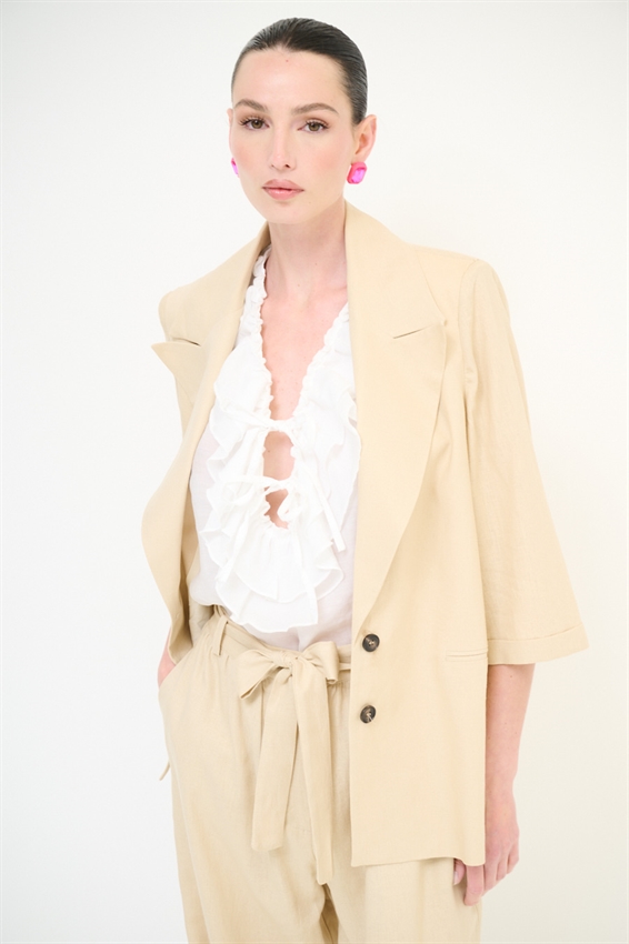 GIACCA IN MISTO LINO CON MANICA A 3/4