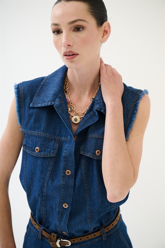 GILET IN DENIM LINO