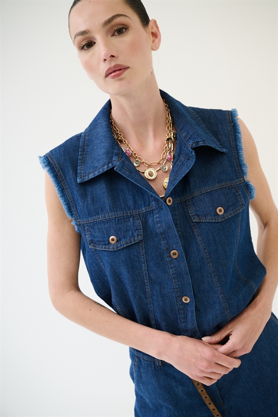 GILET IN DENIM LINO