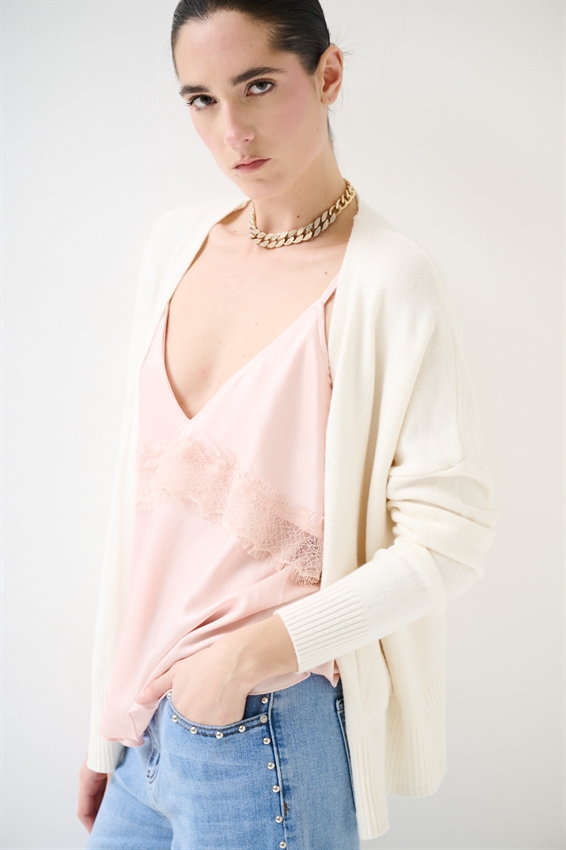 CARDIGAN APERTO CON TASCHE BURRO