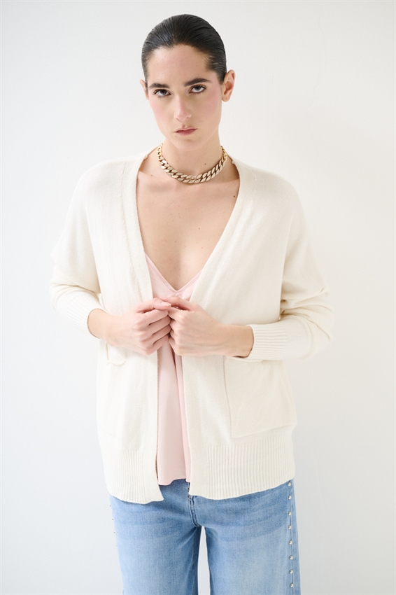 CARDIGAN APERTO CON TASCHE BURRO