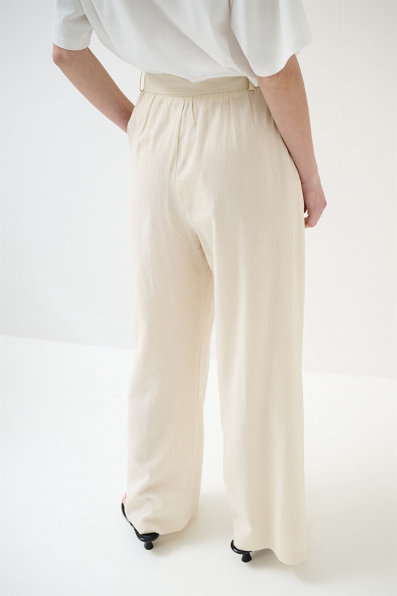 PANTAPALAZZO IN MISTO LINO CON CINTURA
