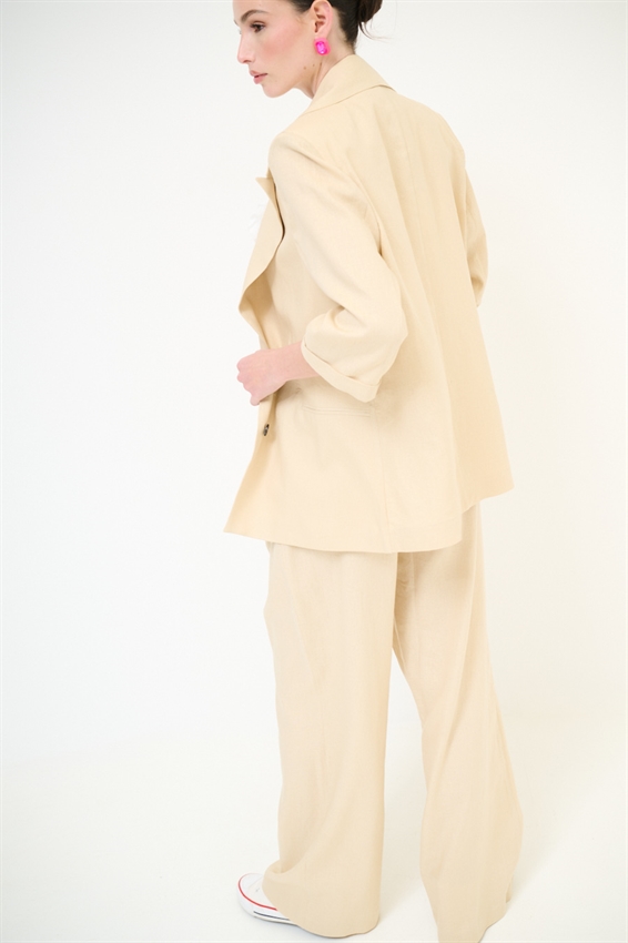 PANTAPALAZZO IN MISTO LINO CON CINTURA