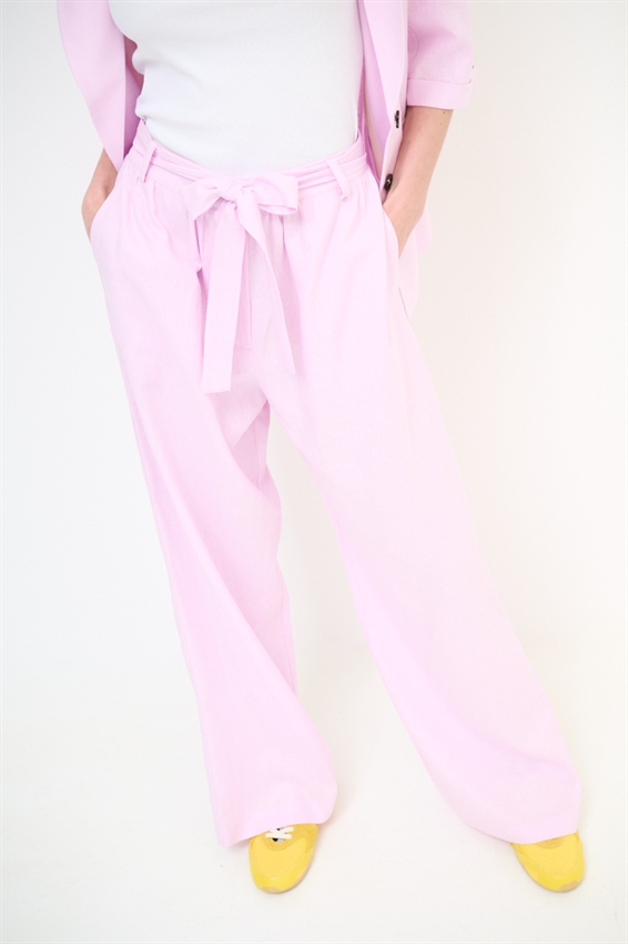 PANTAPALAZZO IN MISTO LINO CON CINTURA