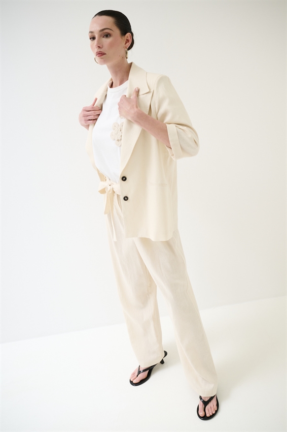 PANTAPALAZZO IN MISTO LINO CON CINTURA