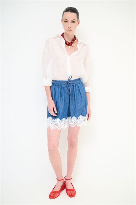 SHORTS DENIM CON MACRAME FONDO