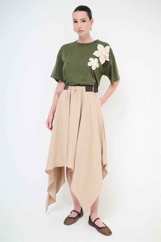 T-SHIRT DOPPIO FIORE RICAMO