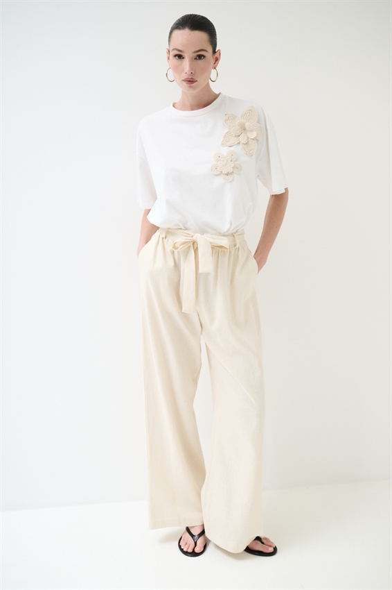 T-SHIRT DOPPIO FIORE RICAMO