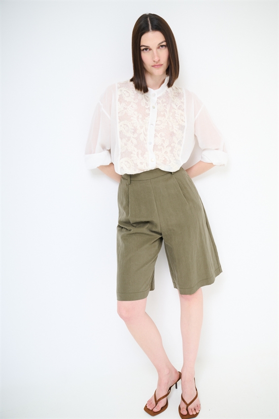CAMICIA OVER IN MUSSOLA CON INSERTI MACRAME