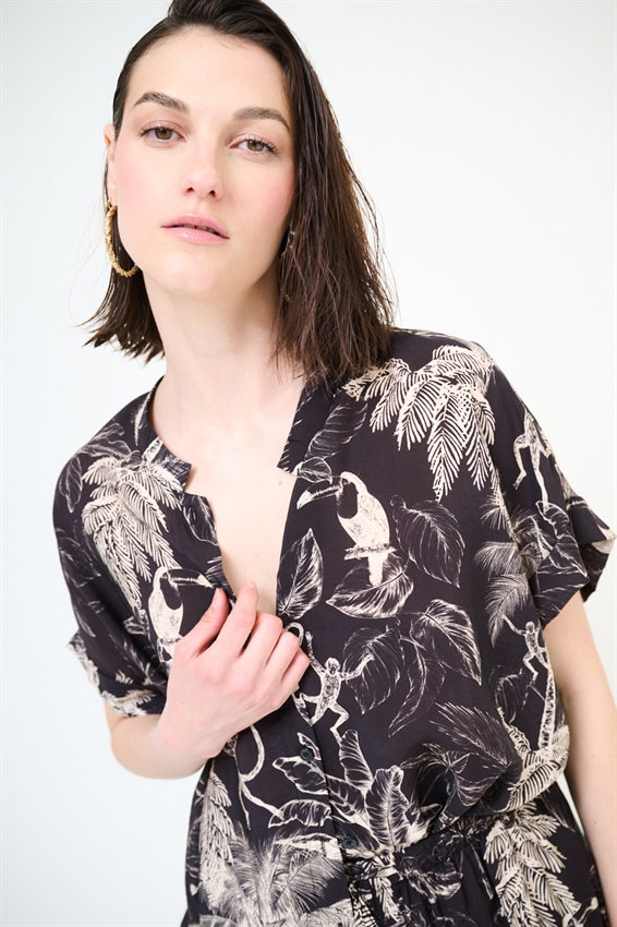 CAMICIA OVER CON STAMPA E NODO