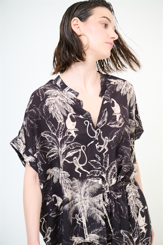 CAMICIA OVER CON STAMPA E NODO