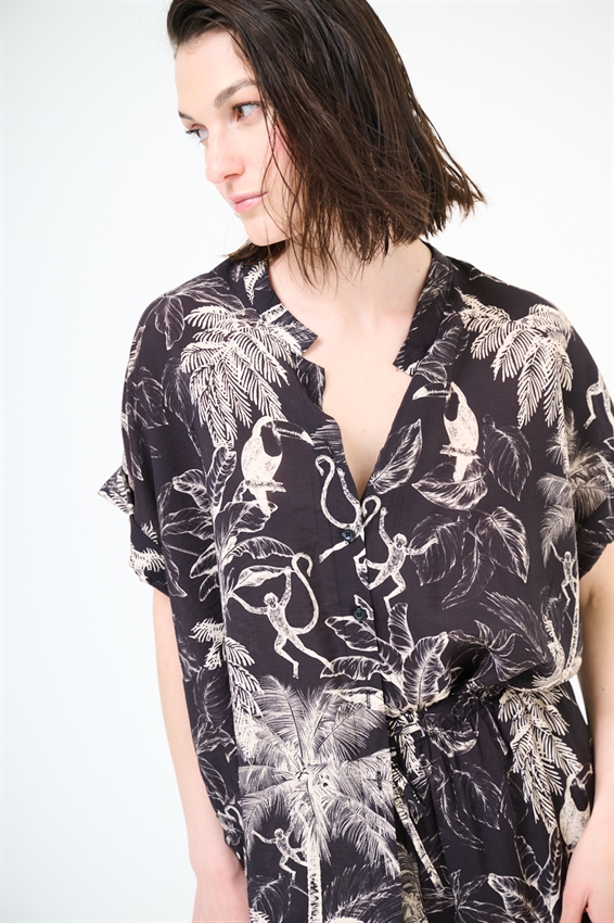 CAMICIA OVER CON STAMPA E NODO