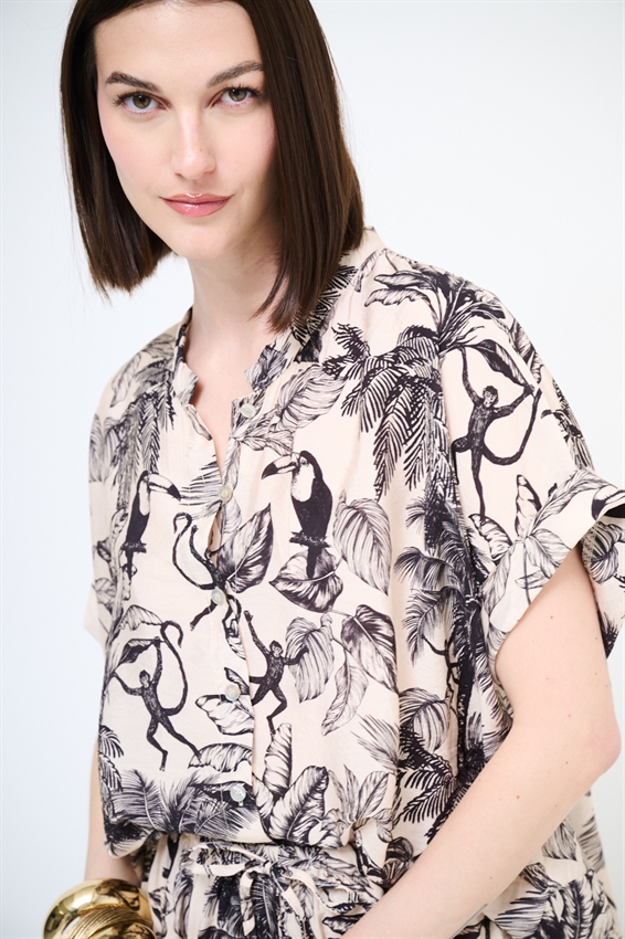CAMICIA OVER CON STAMPA E NODO