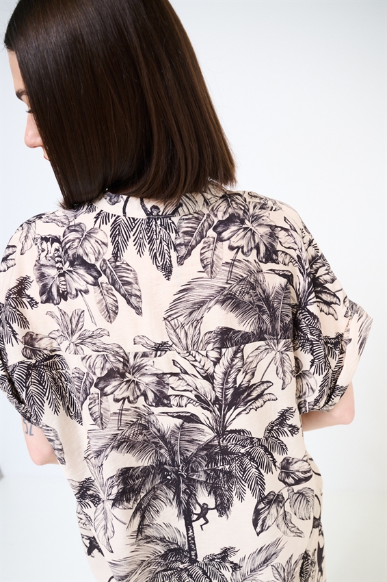 CAMICIA OVER CON STAMPA E NODO