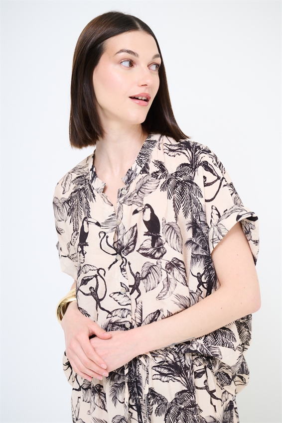CAMICIA OVER CON STAMPA E NODO